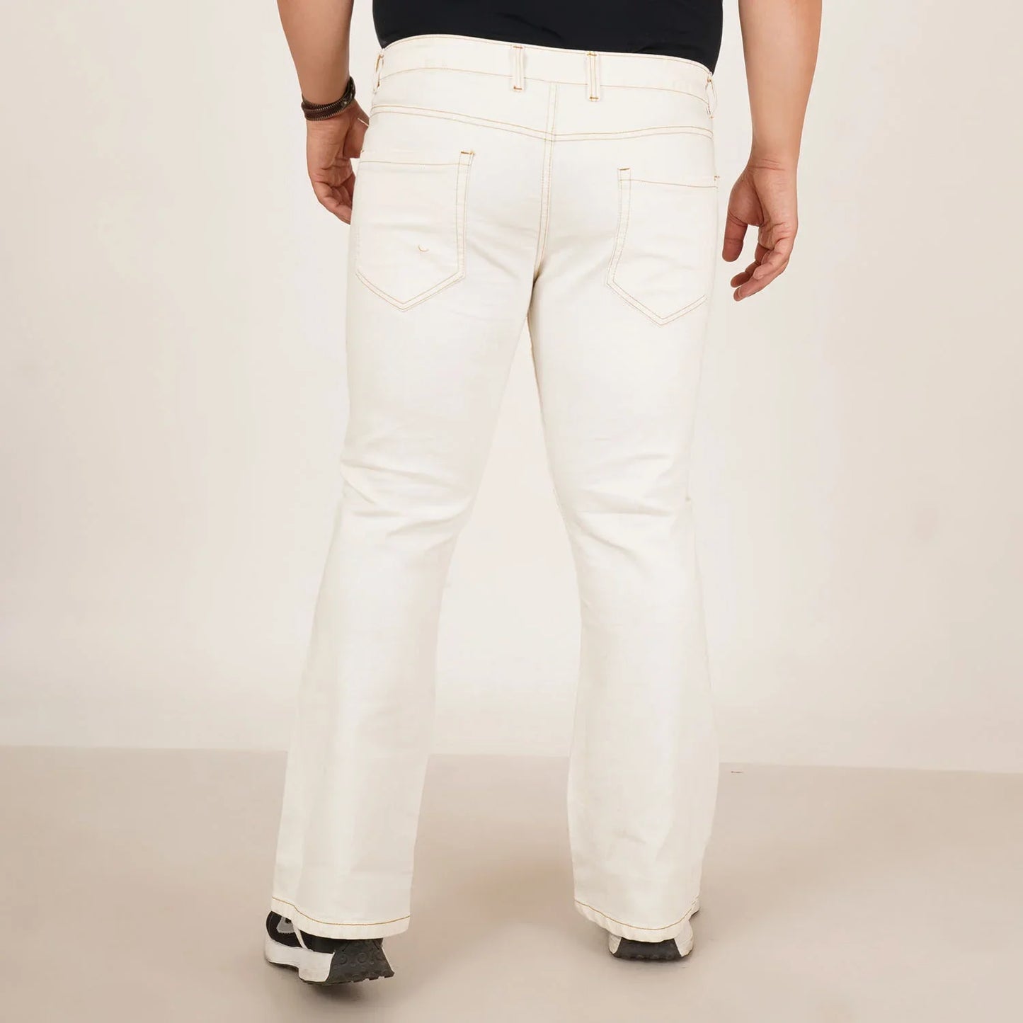 Kagad Mens Plus Size Boot Fit White Color Denim Jeans - Style Code "KGDJN-406017