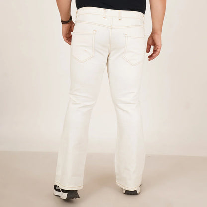Kagad Mens Plus Size Boot Fit White Color Denim Jeans - Style Code "KGDJN-406017