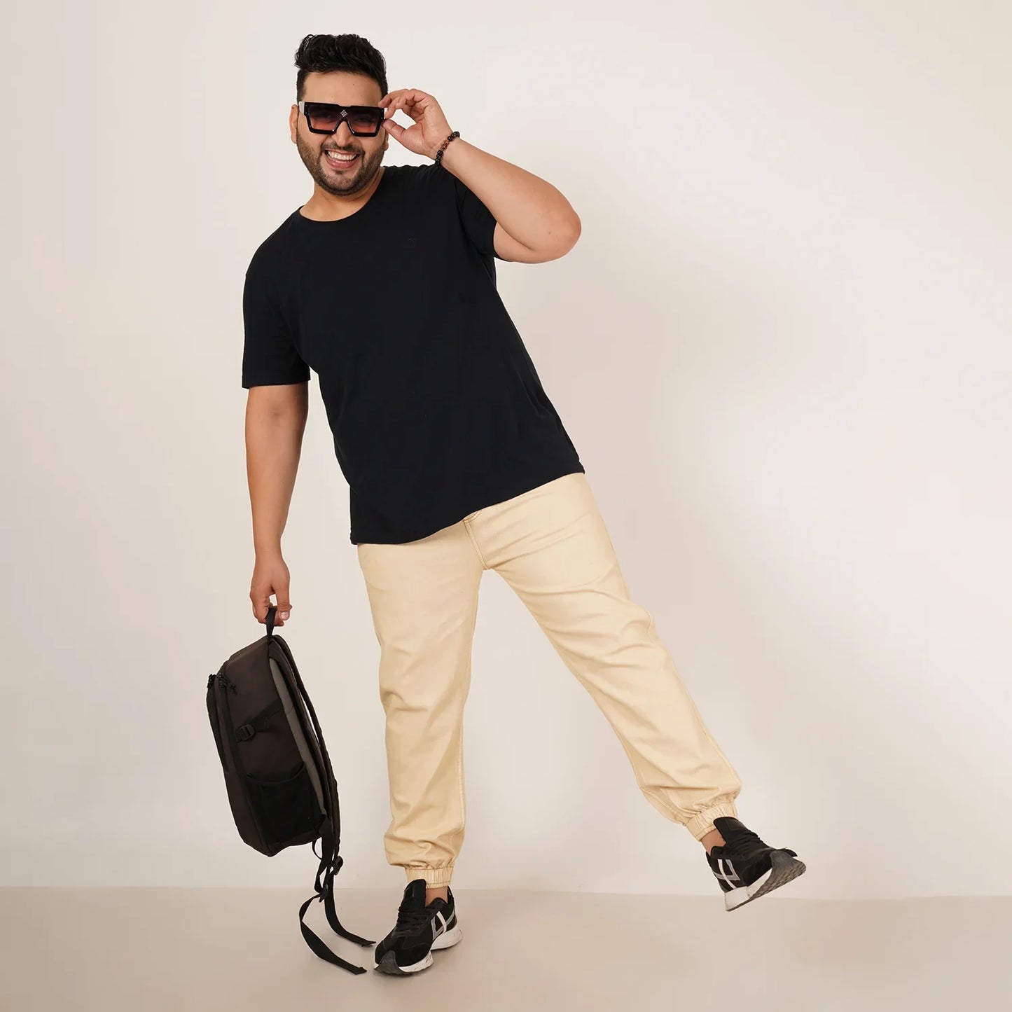 Abfy Zoo Mens Plus Size Loose Fit Rich Cream Color Denim Jogger - Style Code "KGDJGR-406072