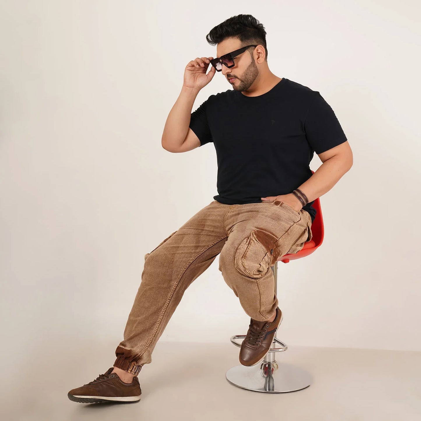 Abfy Zoo Mens Plus Size Loose Fit Rust Color Denim Jogger - Style Code "KGDJGR-406061