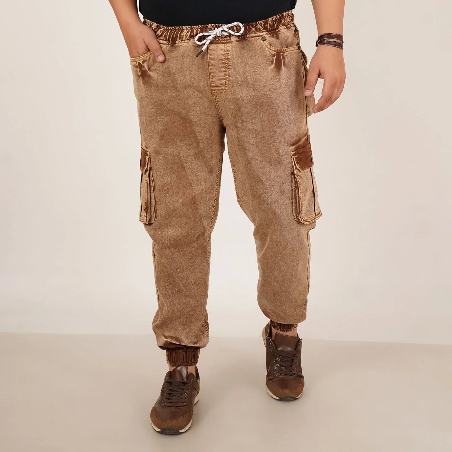 Abfy Zoo Mens Plus Size Loose Fit Rust Color Denim Jogger - Style Code "KGDJGR-406061