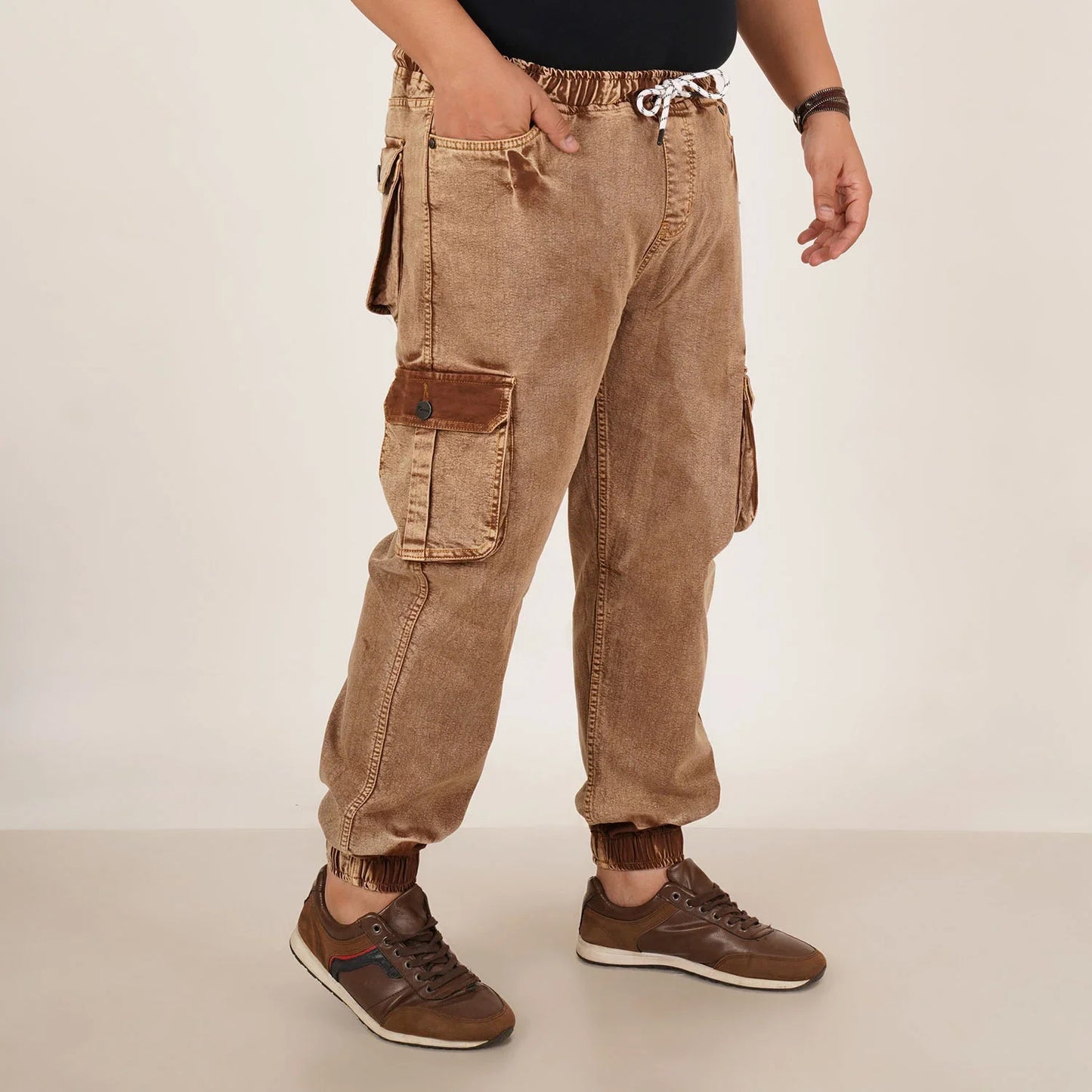 Abfy Zoo Mens Plus Size Loose Fit Rust Color Denim Jogger - Style Code "KGDJGR-406061