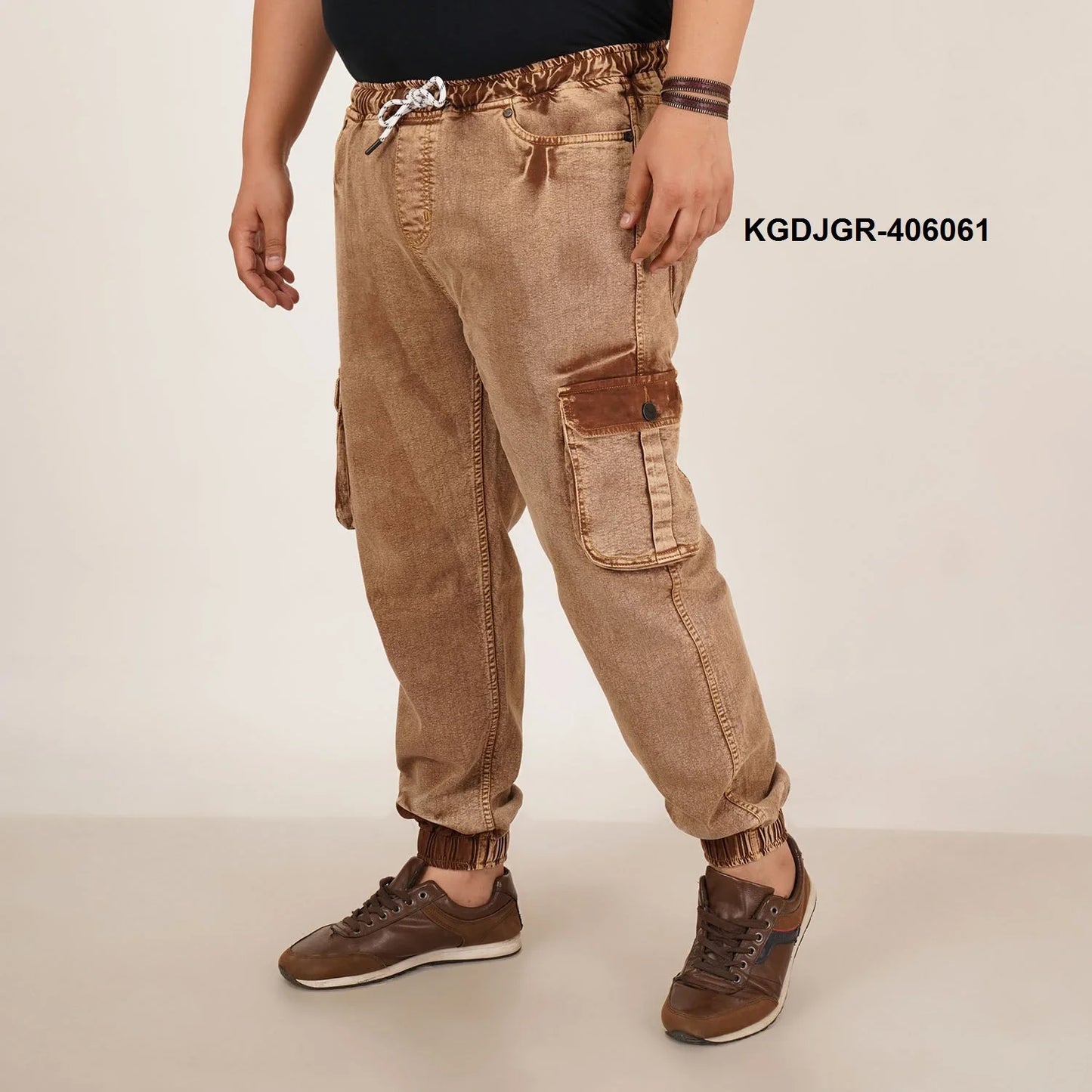 Abfy Zoo Mens Plus Size Loose Fit Rust Color Denim Jogger - Style Code "KGDJGR-406061