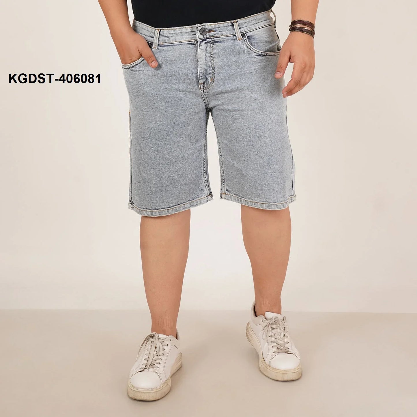Kagad Mens Plus Size Loose Water Blue Color Denim Short - Style Code "KGDST-406081