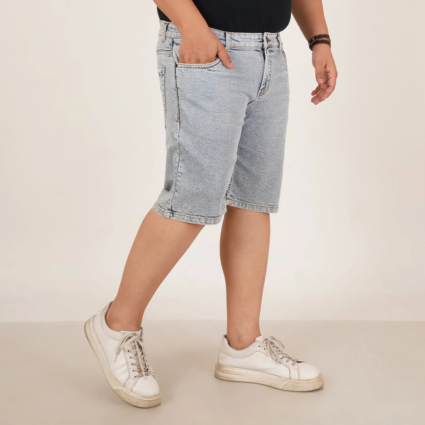 Kagad Mens Plus Size Loose Water Blue Color Denim Short - Style Code "KGDST-406081