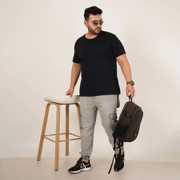 Abfy Zoo Mens Plus Size Loose Fit Light Grey Color Denim Jogger - Style Code "KGDJGR-406060