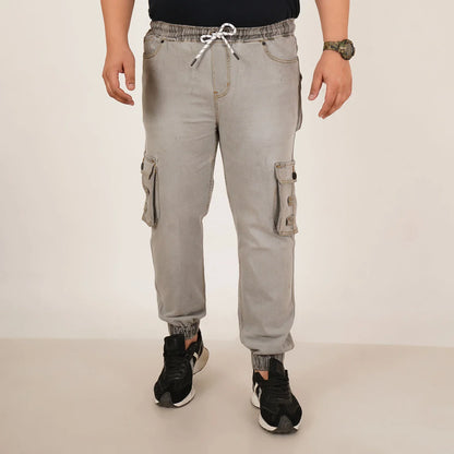 Abfy Zoo Mens Plus Size Loose Fit Light Grey Color Denim Jogger - Style Code "KGDJGR-406060