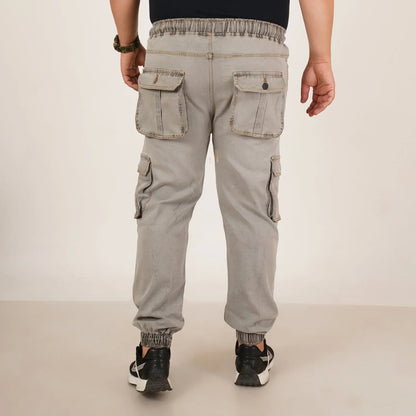 Abfy Zoo Mens Plus Size Loose Fit Light Grey Color Denim Jogger - Style Code "KGDJGR-406060