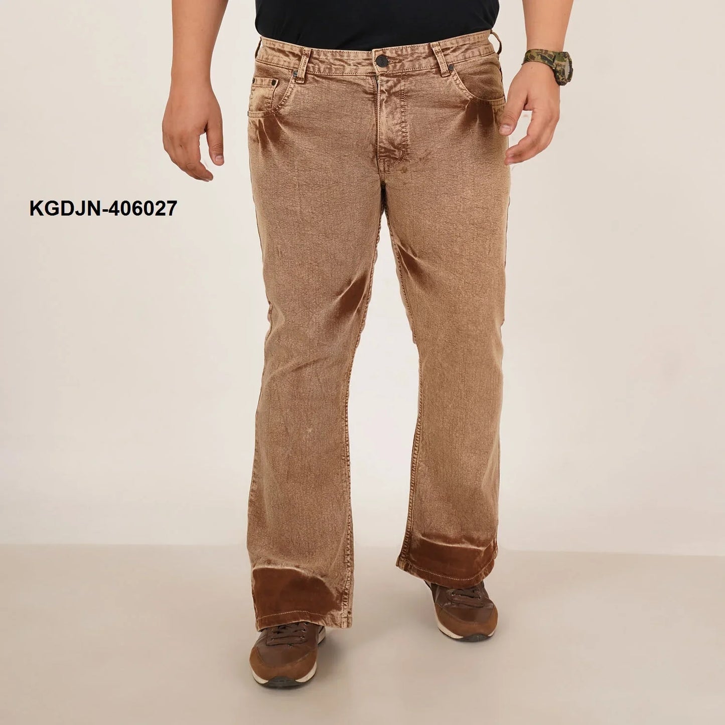 Kagad Mens Plus Size Boot Fit Imitaion Gold Color Denim Jeans - Style Code "KGDJN-406027