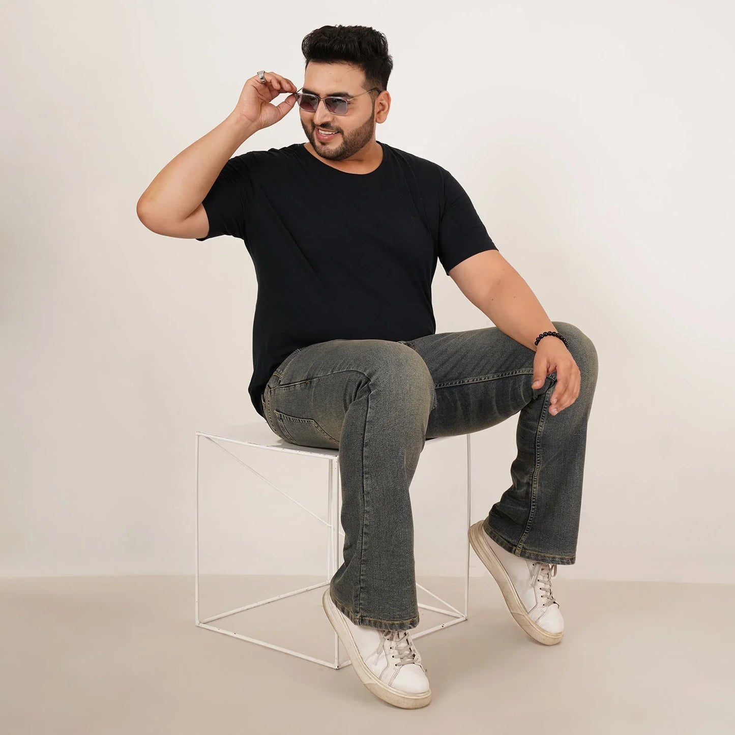 Kagad Mens Plus Size Boot Fit Dark fadded Blue Tint Color Denim Jeans - Style Code "KGDJN-406029