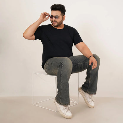 Kagad Mens Plus Size Boot Fit Dark fadded Blue Tint Color Denim Jeans - Style Code "KGDJN-406029
