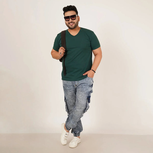 Abfy Zoo Mens Plus Size Loose Fit Air Blue Tint Color Denim Jogger - Style Code "KGDJGR-406058