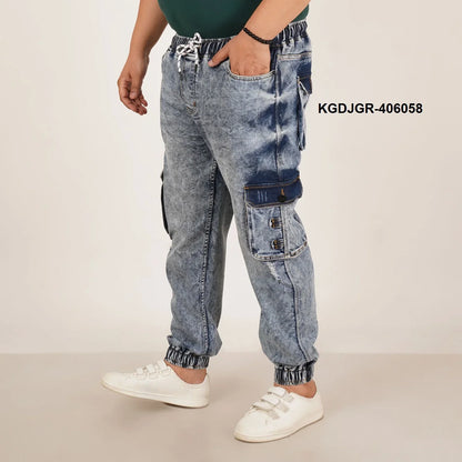 Abfy Zoo Mens Plus Size Loose Fit Air Blue Tint Color Denim Jogger - Style Code "KGDJGR-406058