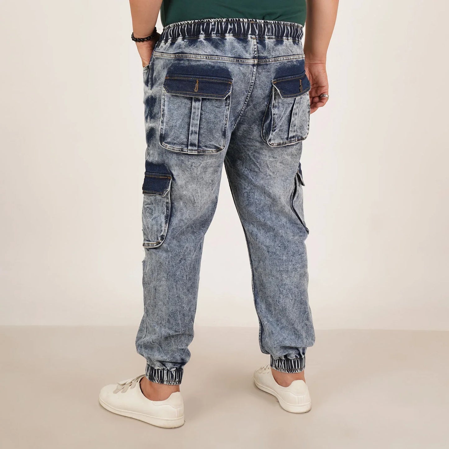 Abfy Zoo Mens Plus Size Loose Fit Air Blue Tint Color Denim Jogger - Style Code "KGDJGR-406058