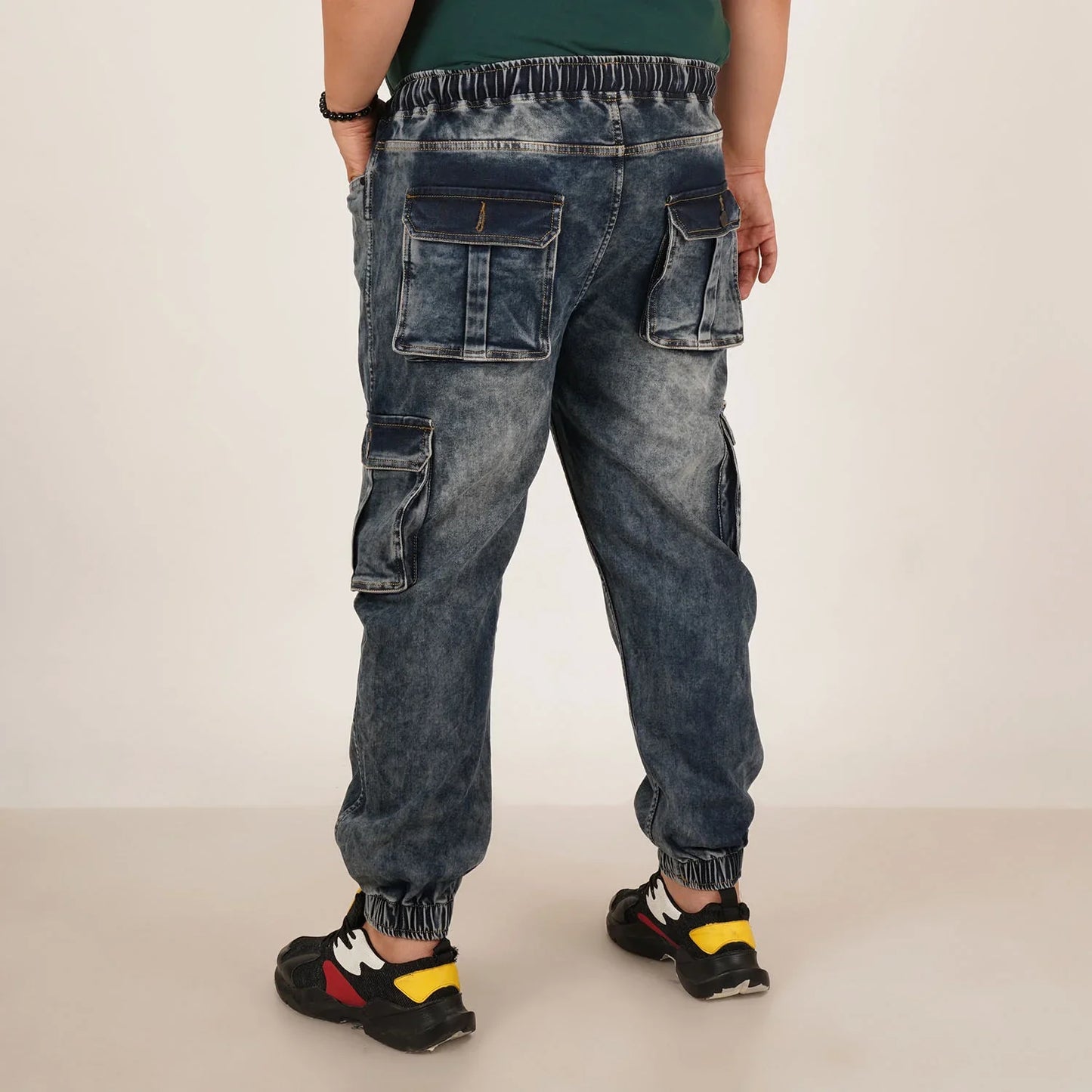 Abfy Zoo Mens Plus Size Loose Fit Mid Blue Tint Color Denim Jogger - Style Code "KGDJGR-406057