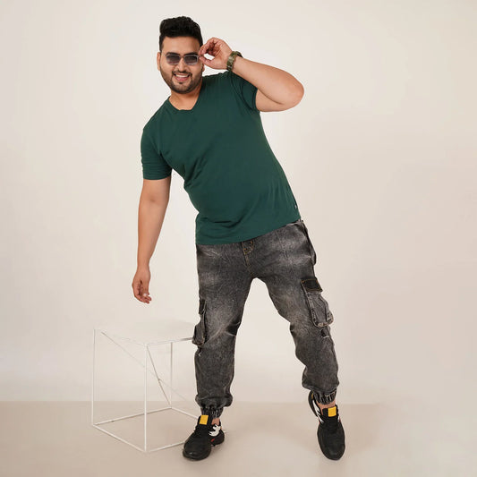 Kagad Jeans Mens Plus Size Loose Fit Charcoal Grey Color Denim Jogger - Style Code "KGDJGR-406054