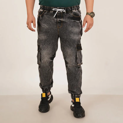 Abfy Zoo Mens Plus Size Loose Fit Charcoal Grey Color Denim Jogger - Style Code "KGDJGR-406054