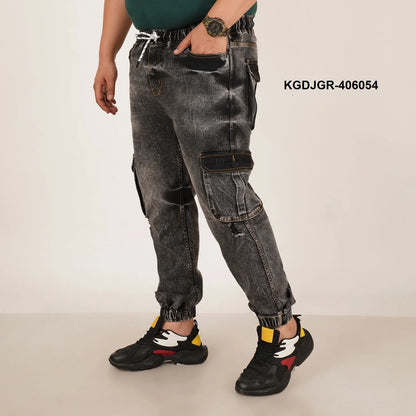 Abfy Zoo Mens Plus Size Loose Fit Charcoal Grey Color Denim Jogger - Style Code "KGDJGR-406054