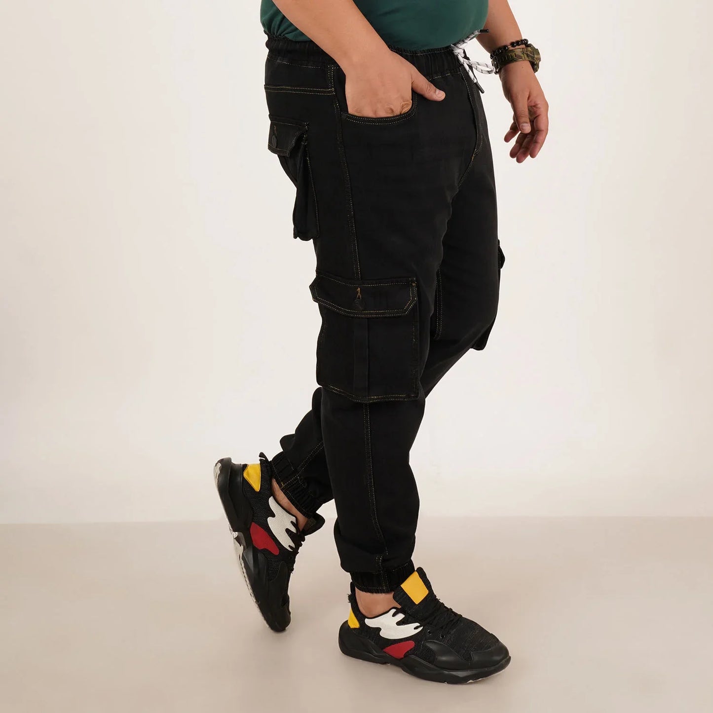 Abfy Zoo Mens Plus Size Loose Fit Black Color Denim Jogger - Style Code "KGDJGR-406053