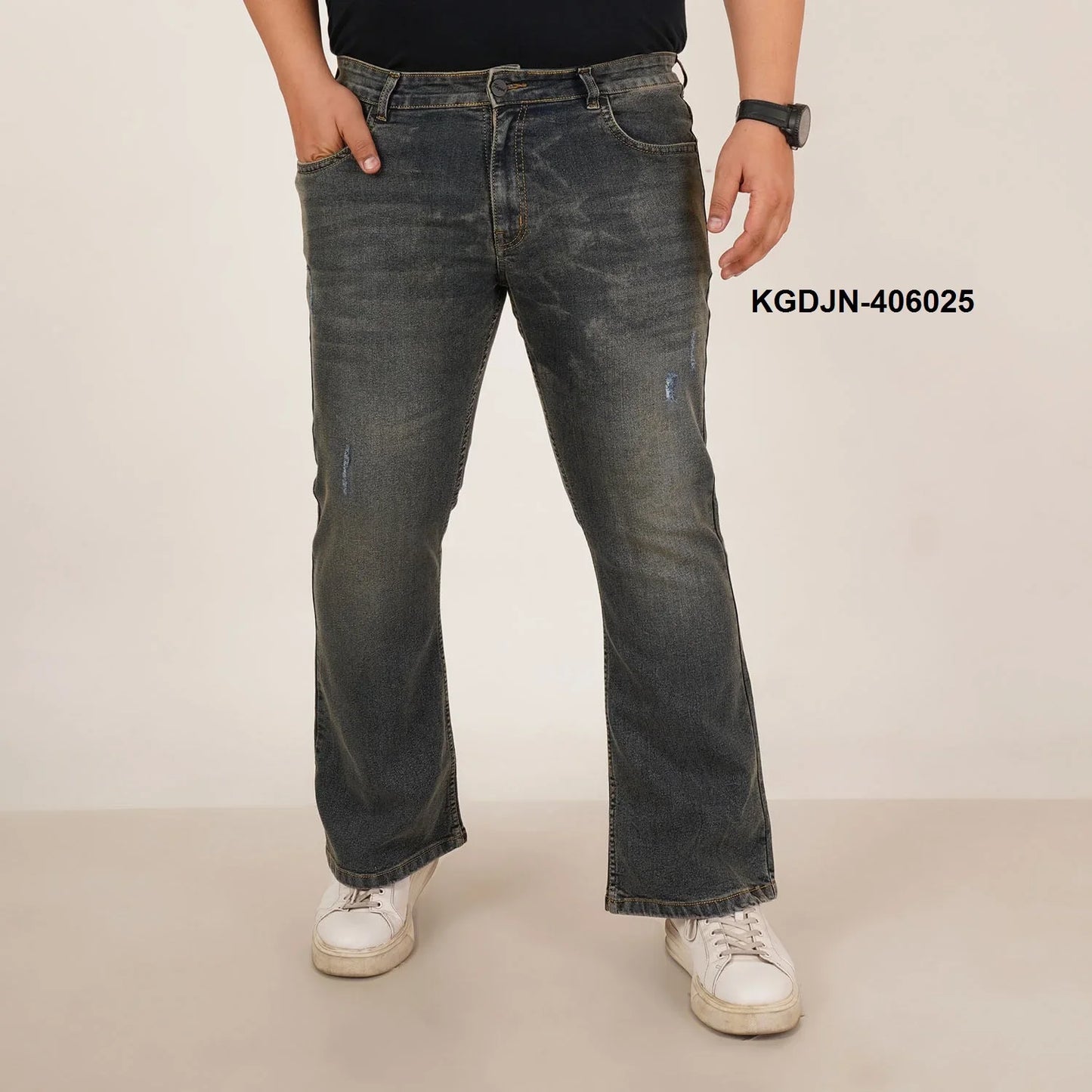 Kagad Mens Plus Size Boot Fit Dark Faded Blue Tint Color Denim Jeans - Style Code "KGDJN-406025