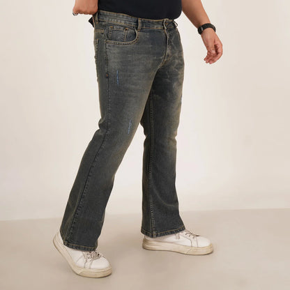 Kagad Mens Plus Size Boot Fit Dark Faded Blue Tint Color Denim Jeans - Style Code "KGDJN-406025