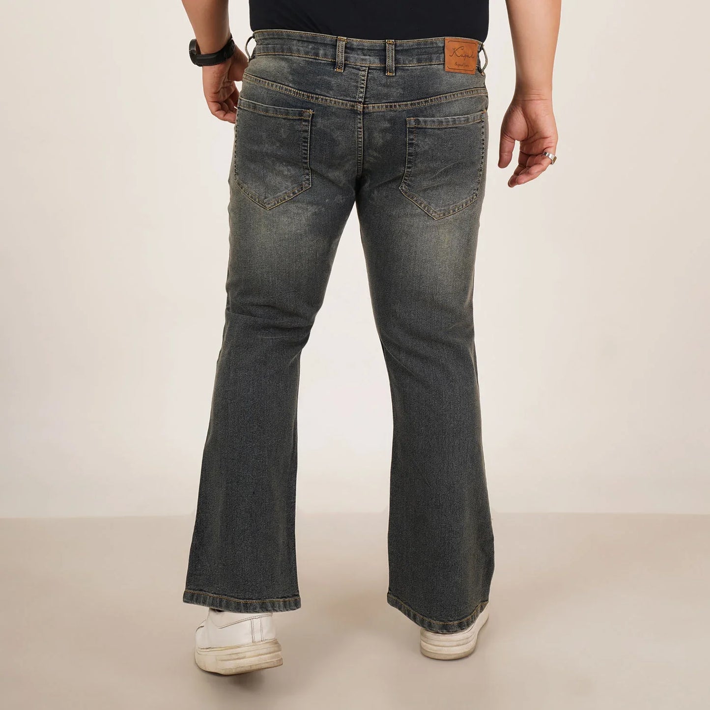 Kagad Mens Plus Size Boot Fit Dark Faded Blue Tint Color Denim Jeans - Style Code "KGDJN-406025