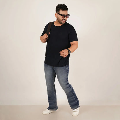 Kagad Mens Plus Size Boot Fit Stone Washed Blue Color Denim Jeans - Style Code "KGDJN-406024