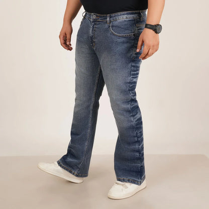 Kagad Mens Plus Size Boot Fit Stone Washed Blue Color Denim Jeans - Style Code "KGDJN-406024