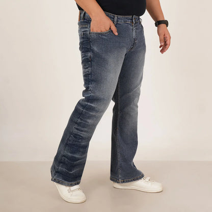 Kagad Mens Plus Size Boot Fit Stone Washed Blue Color Denim Jeans - Style Code "KGDJN-406024