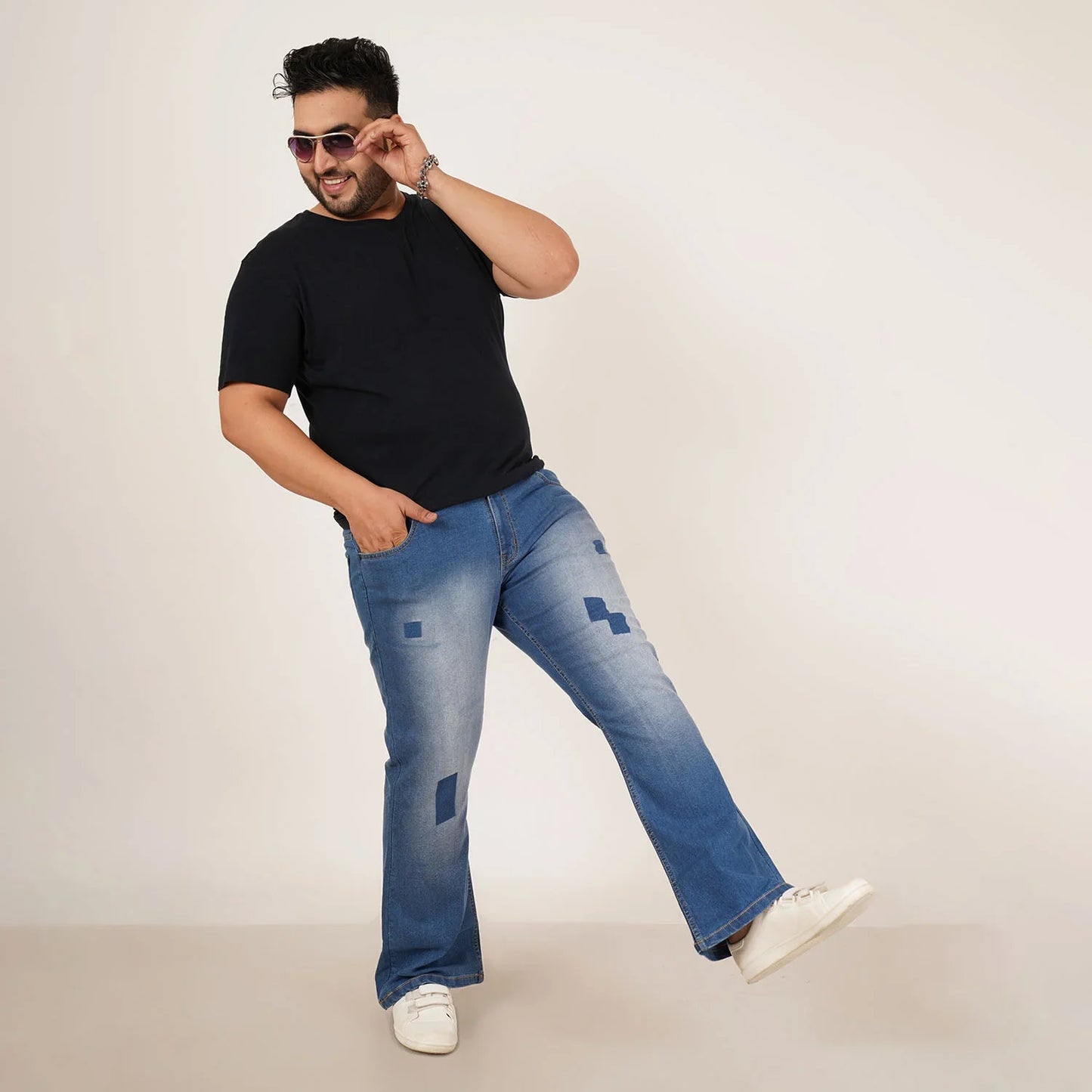 Kagad Mens Plus Size Boot Fit Light Blue Color Denim Jeans - Style Code "KGDJN-406022