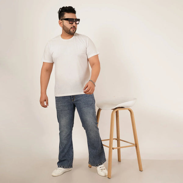 Kagad Mens Plus Size Boot Fit Aged Indigo Blue Color Denim Jeans - Style Code "KGDJN-406020