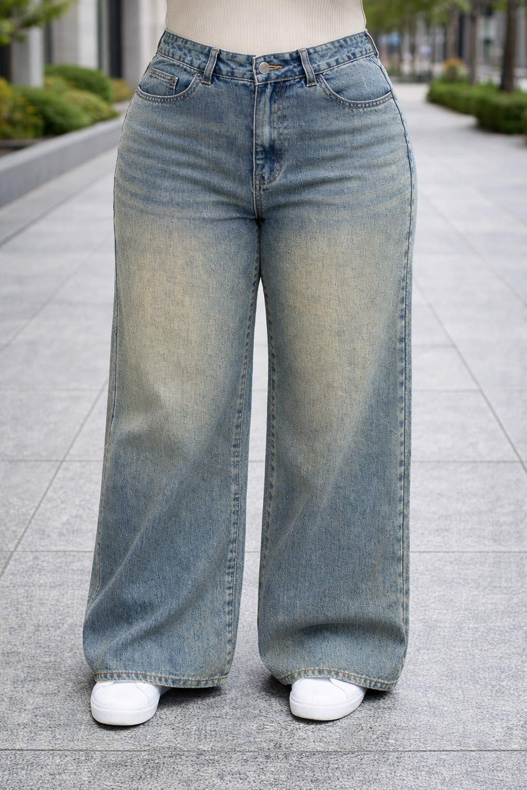 Womens high rise straight loose fit Jeans KGDJNS-404029