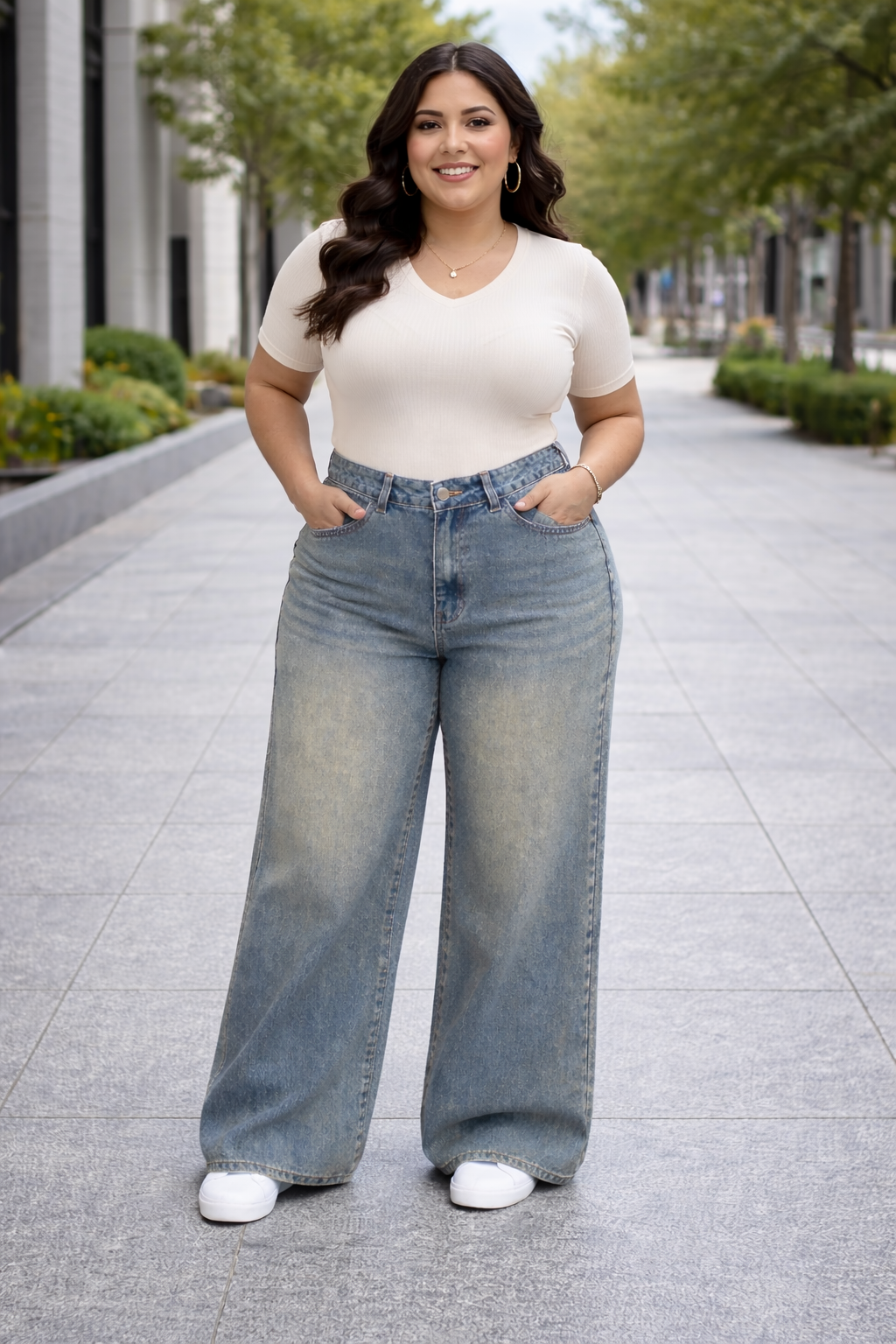 Womens high rise straight loose fit Jeans KGDJNS-404029