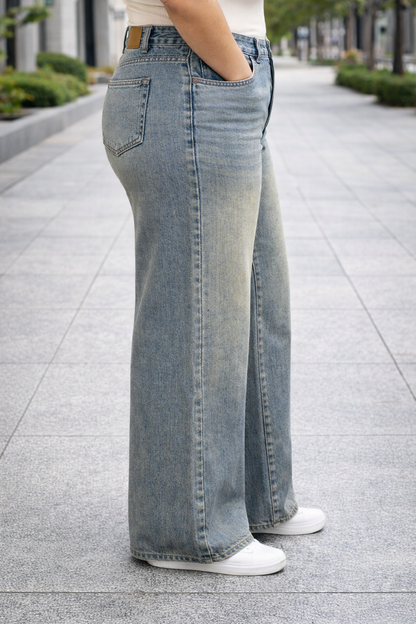 Womens high rise straight loose fit Jeans KGDJNS-404029