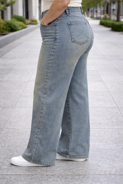 Womens high rise straight loose fit Jeans KGDJNS-404029