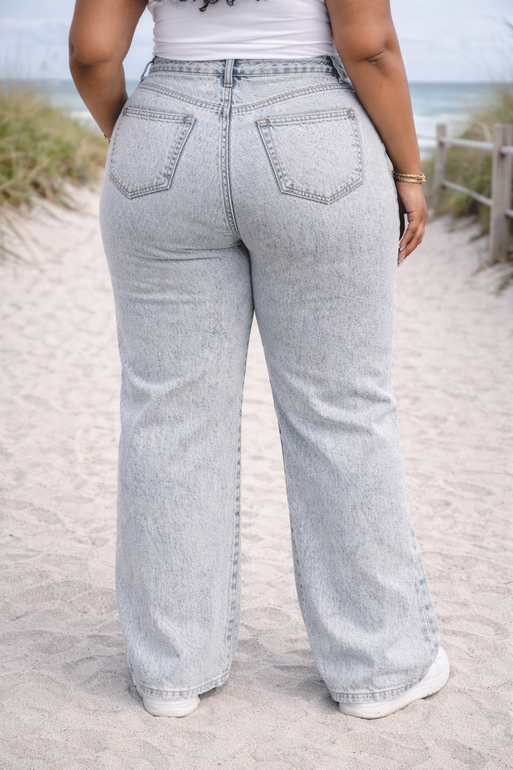 Womens high rise straight loose fit Jeans KGDJNS-404030