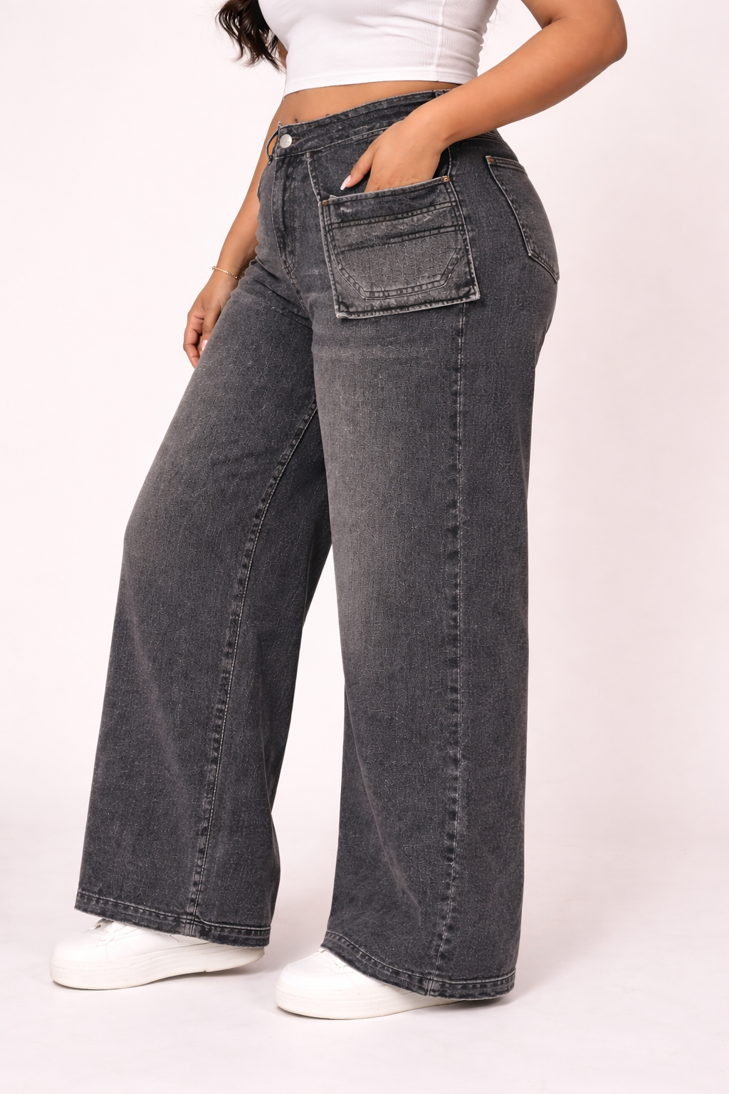 Womens high rise straight loose fit Jeans KGDJNS-404031