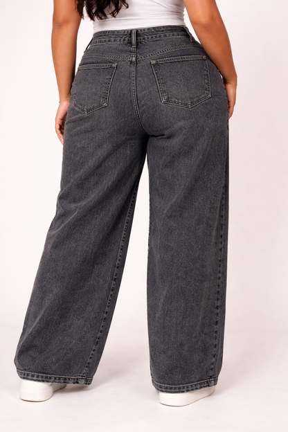 Womens high rise straight loose fit Jeans KGDJNS-404031