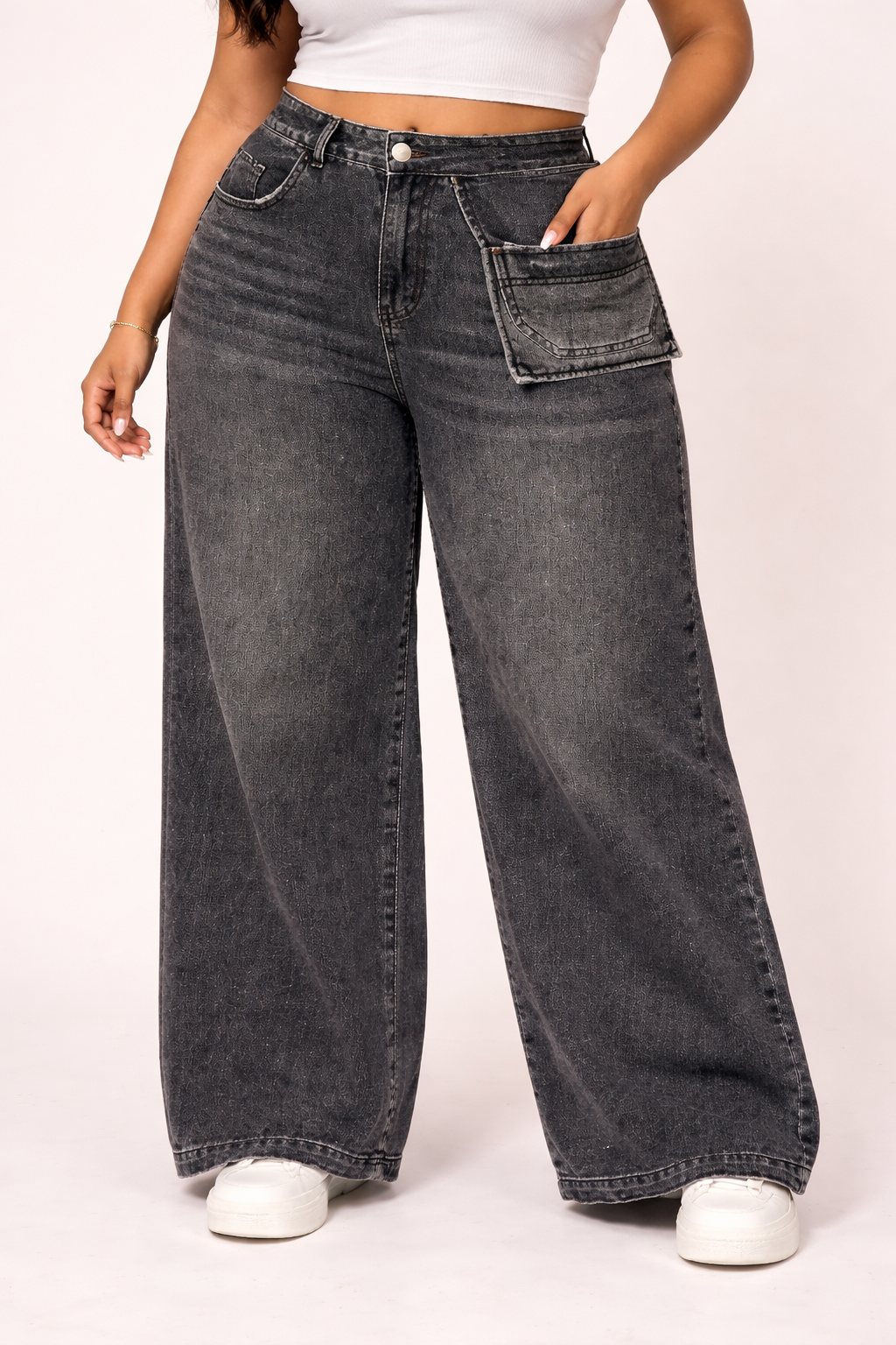 Womens high rise straight loose fit Jeans KGDJNS-404031