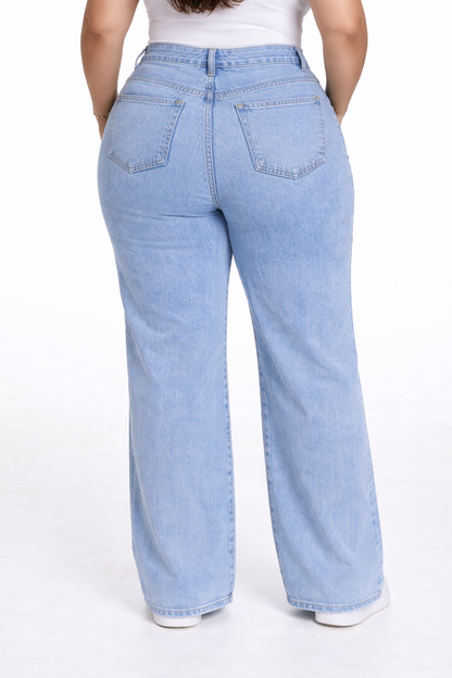 Womens high rise straight loose fit Jeans KGDJNS-404032