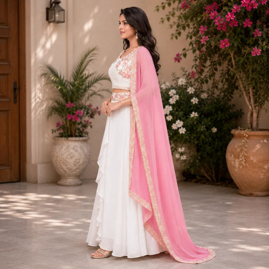 100 ZOO Women’s Cotton Lehenga Choli Set with Dupatta