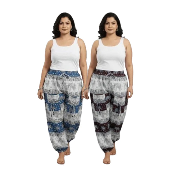 Women’s 100% Cotton Boho-Chic Harem Pants – Pack of 2