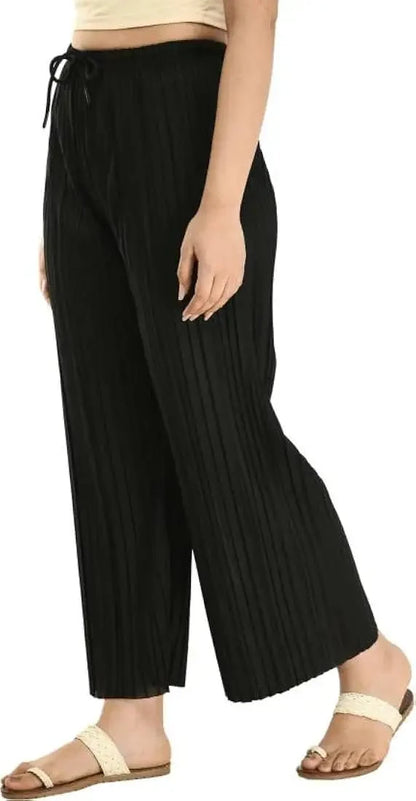Women’s Premium Lycra Pleated Palazzo Pants – Pack of 2