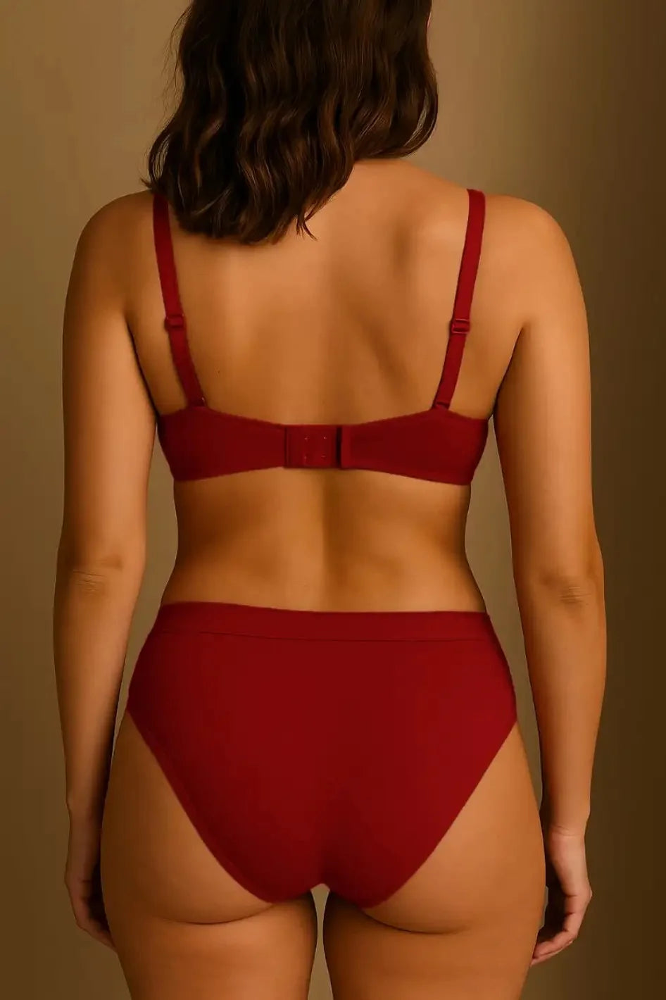 Maroon Cotton Blend Comfort Bra & Panty Set for Women