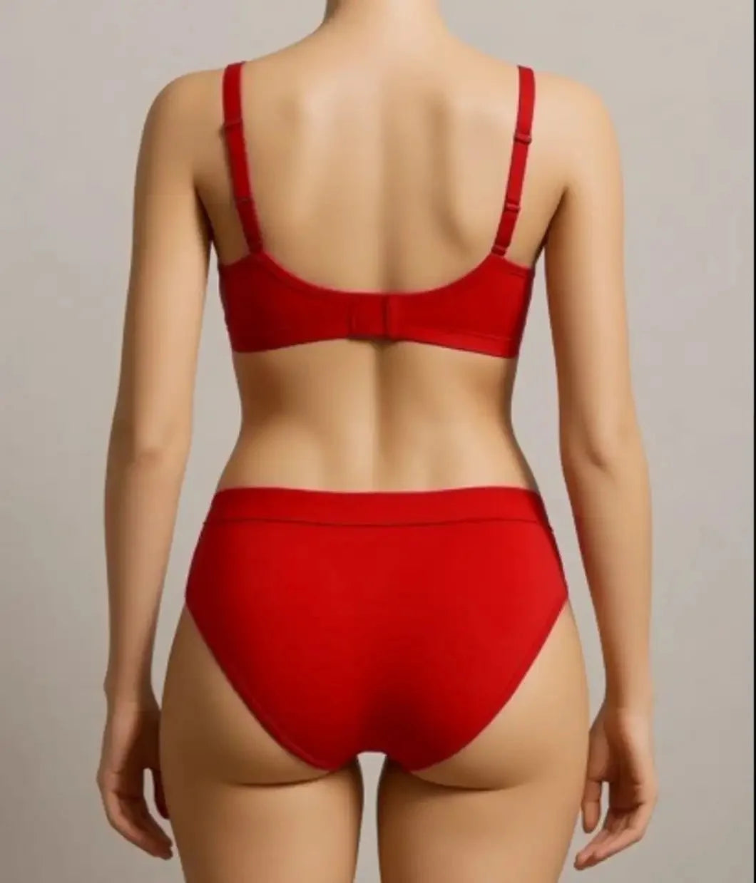 Classic Red Cotton Blend Bra & Panty Set – Comfortable Everyday Lingerie