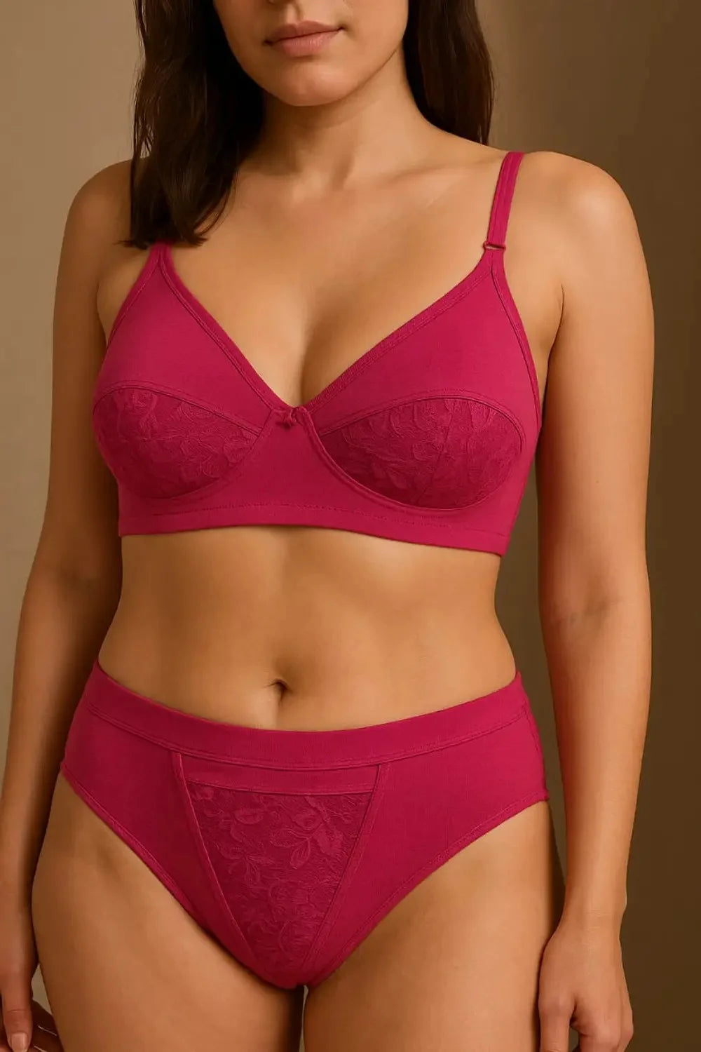 Soft Pink Cotton Blend Bra & Panty Set – Comfortable Everyday Lingerie