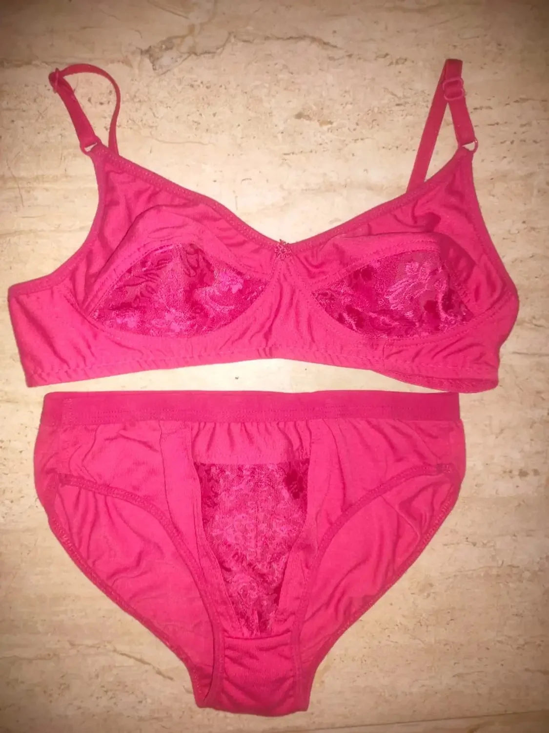 Soft Pink Cotton Blend Bra & Panty Set – Comfortable Everyday Lingerie
