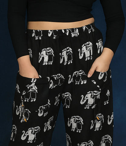 Women’s 100% Pure Cotton Elephant Print Harem Pants – Pack of 2