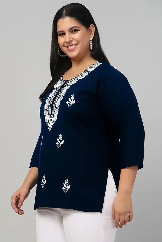 100 Zoo Women's Cotton Kurti with Intricate Embroidery Pack of Two