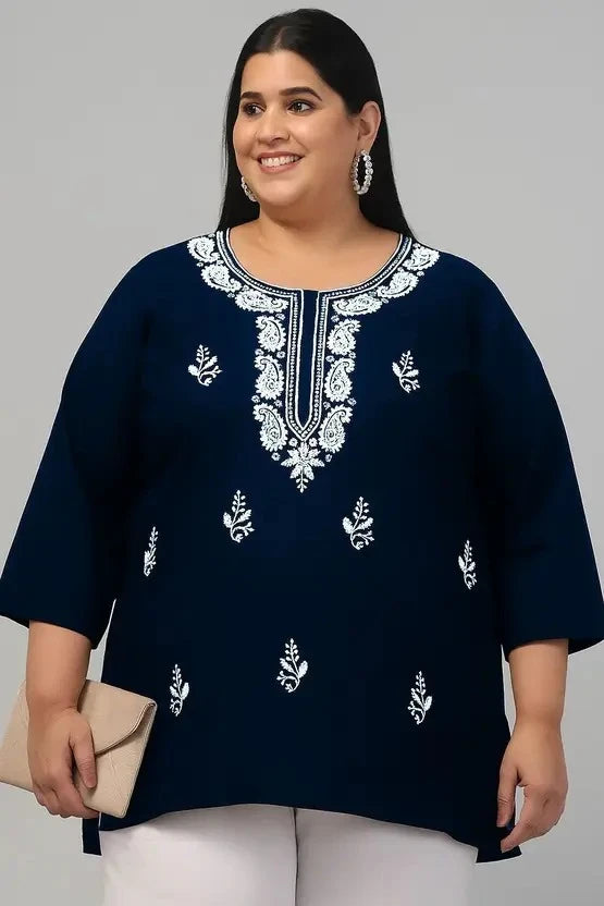 100 Zoo Women's Cotton Kurti with Intricate Embroidery Pack of Two